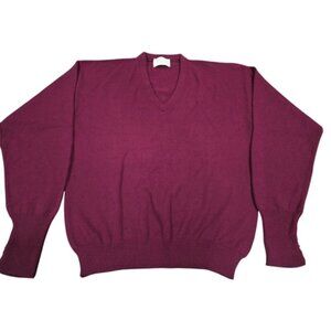 Vintage Lord Jeff Fine Wool Red Sweater Women's Size L V neck